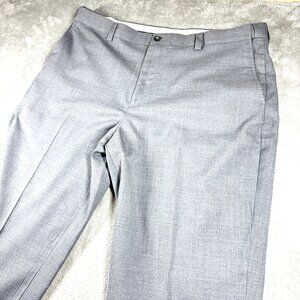 L.L. Bean Dress Pants Men's 40W Gray‎ 100% Wool Comfort Waist Flat Front